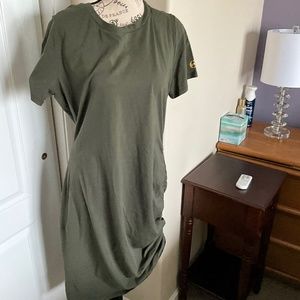 Dress with cinched , side